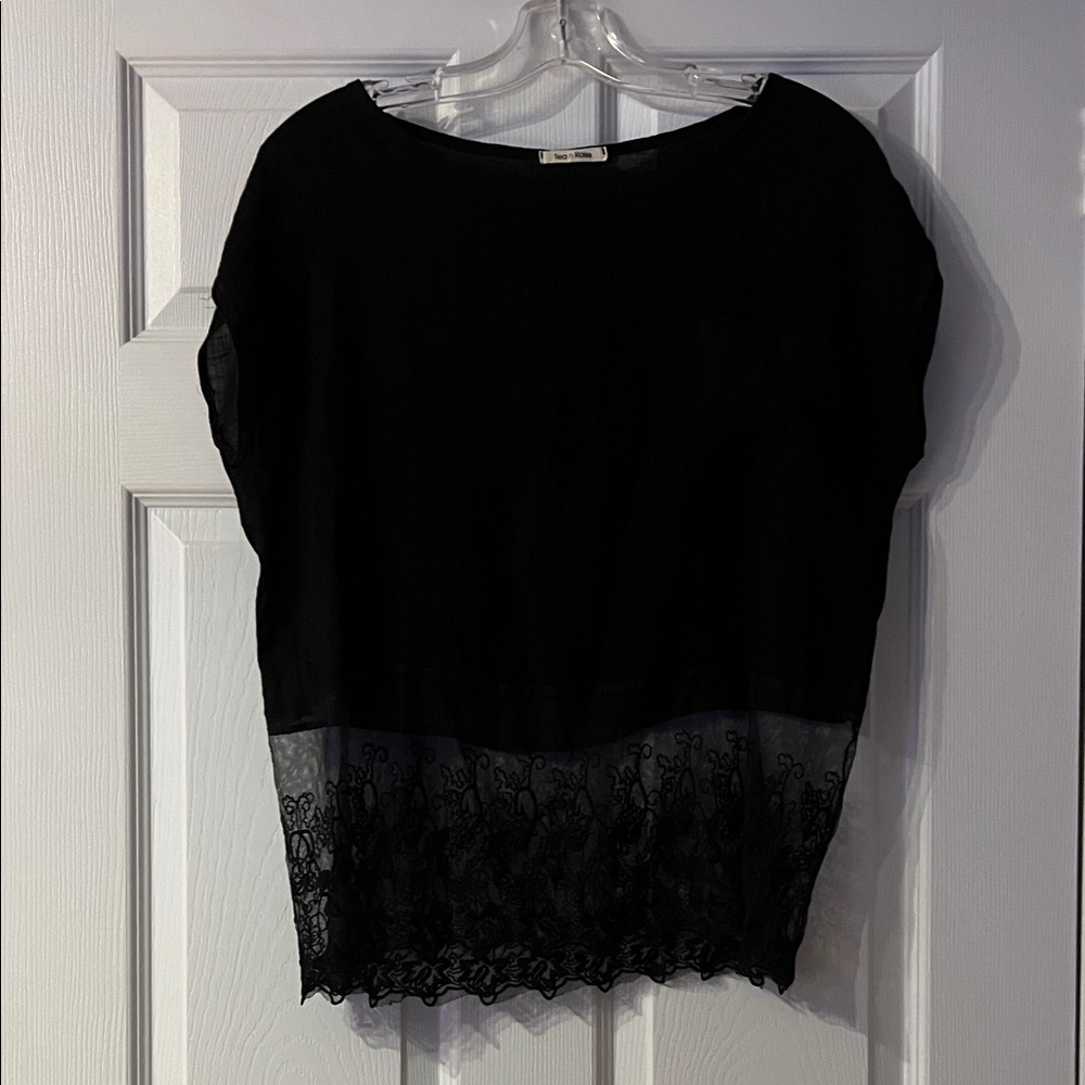 4/$20 Tea n Rose Elegant Black Lace Overlay